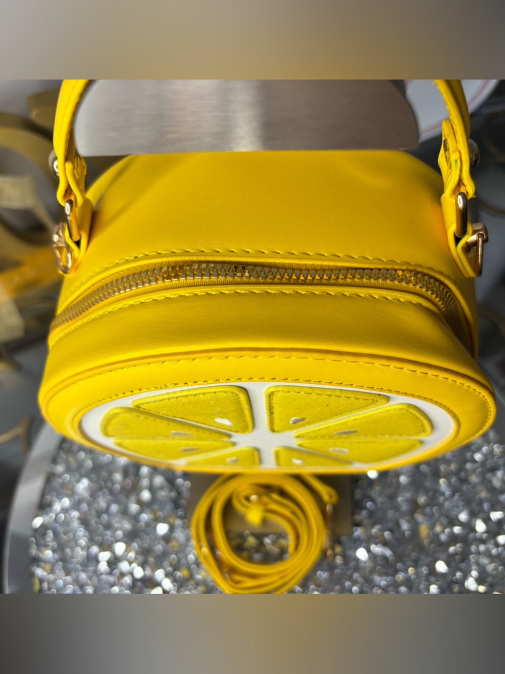 Yellow Citrus Round Crossbody Bag - Picture 5 of 12
